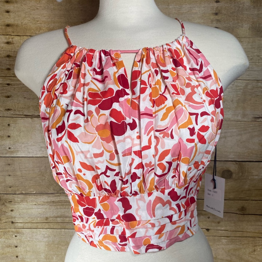 NWT Japna Women's Floral Crop Top Size L